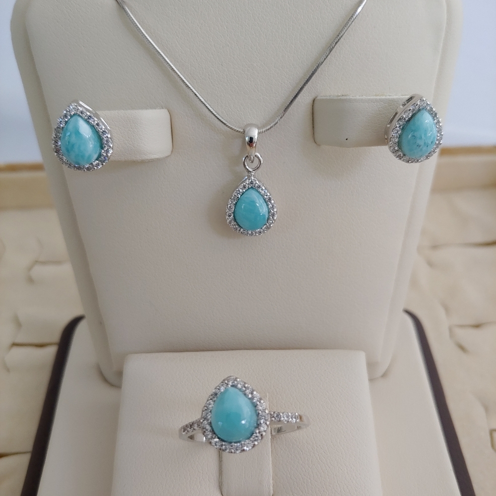 Sterling Silver Larimar Set